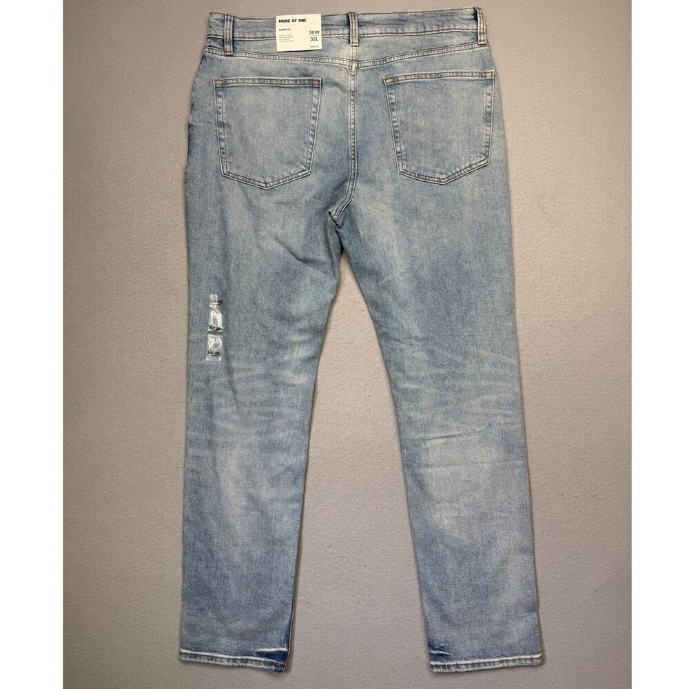 Mode of One Men's Slim-Fit Jeans, Canal blue 36x32 $70